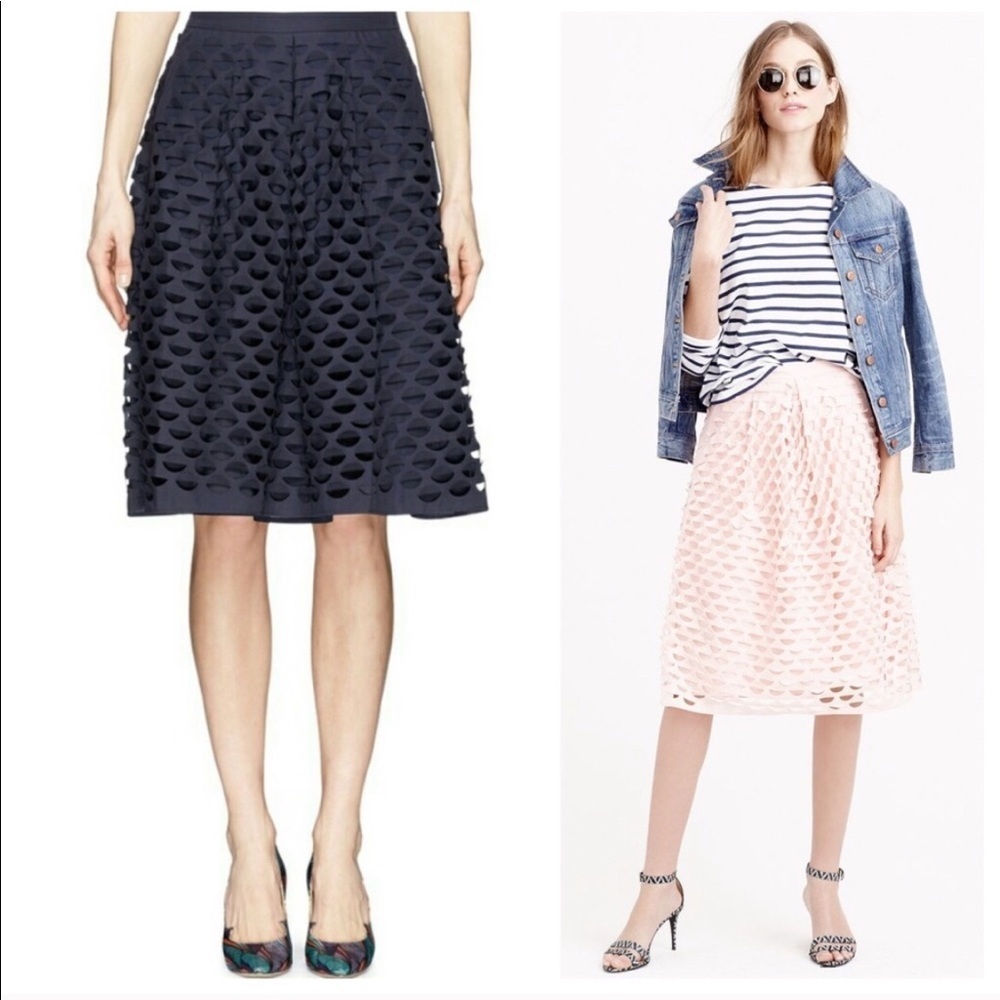 j. crew // lasercut circle a-line midi skirt pink - Picture 5 of 8
